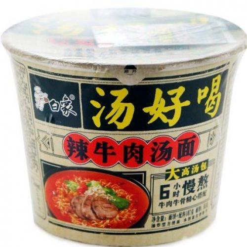 Baixiang Bowl Instant Noodles Artificial Hot Spicy Beef Soup 107g