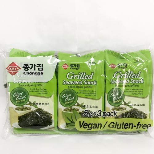 Chongga Grilled Seaweed Snack-Olive 3x5g