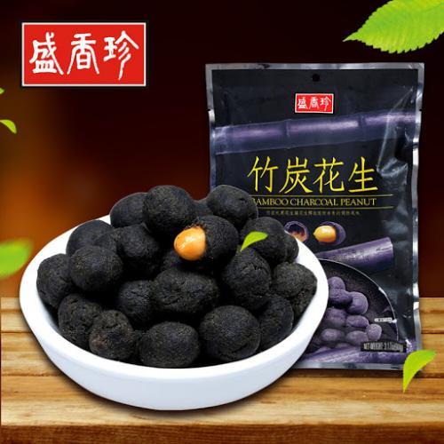 盛香珍台湾地区进口零食特产黑皮竹炭花生90g