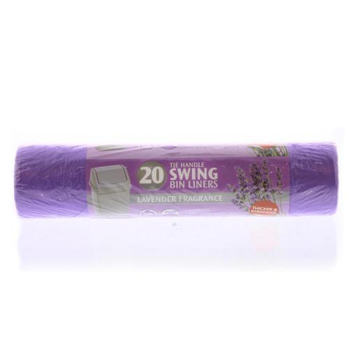20 pcs Handle Swing Bin Liners Lavender Fragrance 50Liter