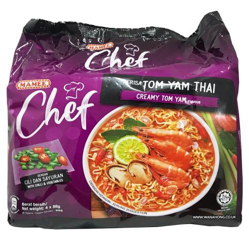 Mamee Chef Instant Noodle – Creamy Tom Yum Flavour 80g (Pack of 4)