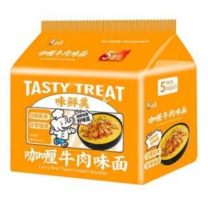 Baixiang Tasty Treat Instant Noodles - Beef Curry Flavour (84g*5 Packs) 430g