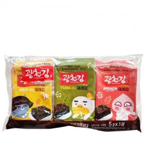 Kwangcheon Kakao Friends Crispy Seaweed (5g*3 Packs) 15g