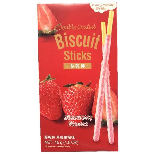 Yummy Yummy Double Coated Biscuit Stick Strawberry 45g