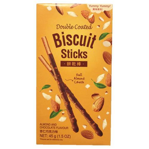 Yummy Yummy Double Coated Biscuit Stick Almond Choco 45g